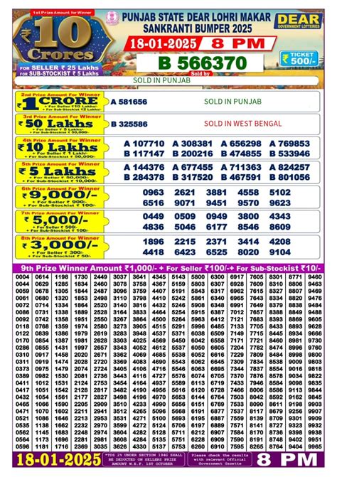 punjab state dear lottery result today 6pm 8pm|Punjab State Lottery Weekly Result 8 PM Winners List 06.02..